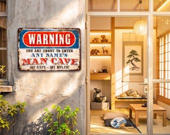 Personalized Man Cave Sign Aluminum Outdoor Custom Retro Room Decor Gift