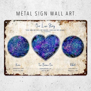 Letrero personalizado, letrero de metal de mapa estelar, letrero al aire libre, decoración de pared, regalos personalizados, regalos de boda, regalos personalizados