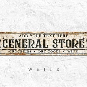 General Store Sign, Custom Text, Groceries Sign, Bar Sign, Personalized Gifts White