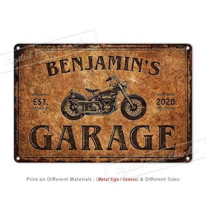 Garage Sign, Motorcycle Sign, Motorbike Sign, Wall Decor, Custom Metal Sign, Personalised Gifts
