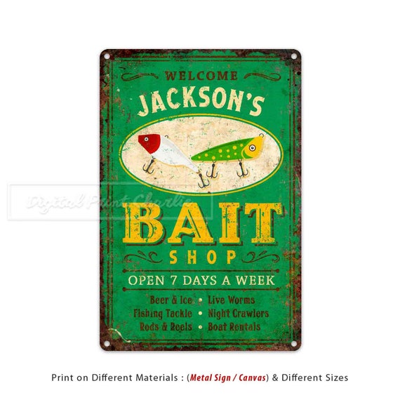 Custom Sign, Bait Shop Sign, Tackle Shop, Rods & Reels, Fishing Craft