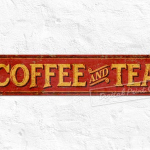Coffee and Tea, Lounge Metal Sign Kitchen Sign, Bar Sign, Coffee Shop Sign, Gifts, Rustic Wall Décor