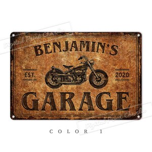 Garage Metal Signs Custom Made Motorcycle Motorbike Workshop Rustic Wall Decor Personalised Gifts image 2