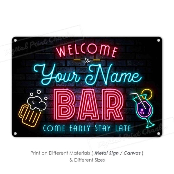 Bar Sign, Pub Sign, Lounge Decor, Neon Style (Not Lighting box), Custom Metal Sign, Wall Decor, Gifts