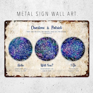 Metallschild, Sternkarte, Sternbild Kunst, Raumschild, Wohndekor, individuelle Geschenke, personalisierte Geschenke