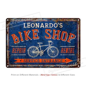 Bike Shop Sign, Bike Repair, Bike Rental, Bicycle Decor, Custom Metal Sign, Personalized Gifts
