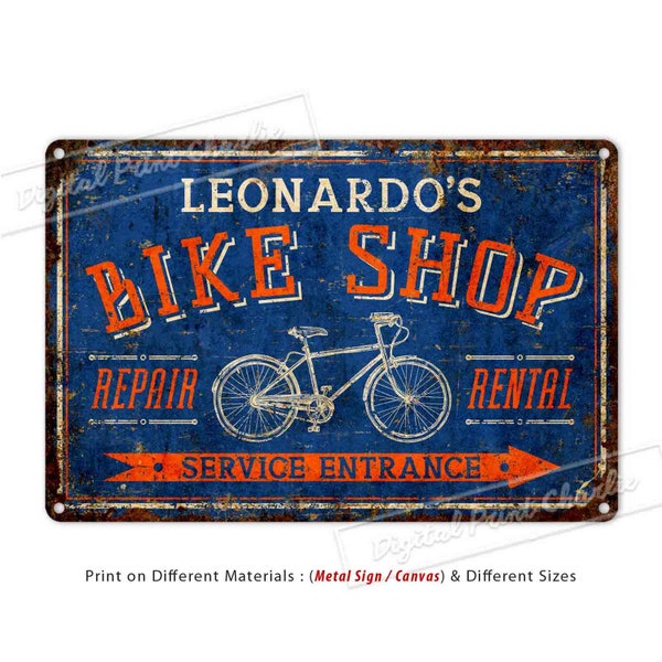 Bike Shop Sign, Bike Repair, Bike Rental, Bicycle Decor, Custom Metal Sign, Personalized Gifts