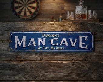 Personalized Man Cave Metal Sign, Custom Retro Garage Bar Wall Decor Gifts