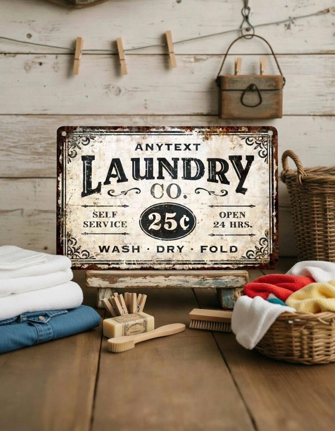 Rustic Laundry Room Metal Sign – Vintage Farmhouse Style Wall Décor ...