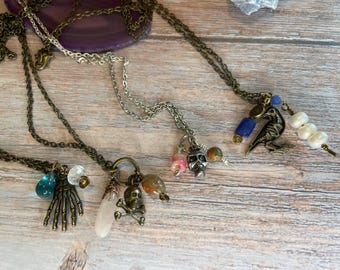 Halloween Witchy Gemstone Charm Necklaces
