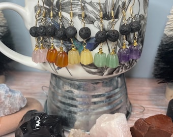 Gemstone Pumpkin Dangle Earrings