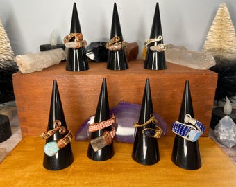 Beaded Gemstone Scroll Rings