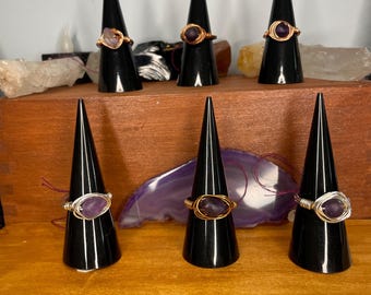 Amethyst Gemstone Wrapped Rings