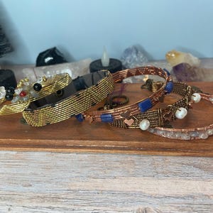 Gemstone Wire Weaved Cuff Bracelets