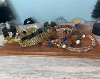 Gemstone Wire Weaved Cuff Bracelets