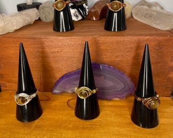 Tigers Eye Gemstone Wrapped Rings