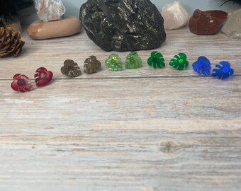 Monstera Leaf Resin Stud Earrings