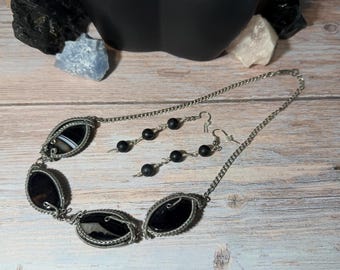 Real Gemstone Necklace and Earring Matching Jewelry Sets