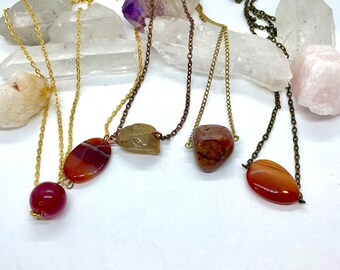 Carnelian Agate Bar Necklace - Healing Crystal Pendant