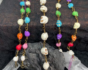 Skull Gemstone Link Bracelets- Howlite Bracelets