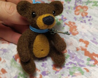 Her birthday original gift bear Animal bear gift Felt bear Wool felt  toys Christmas gift Her cute gifts