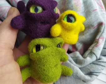Needle felted monster Felted aliens  Cute monster toy Miniature monster Oridinal decor Fantasy monster dolls