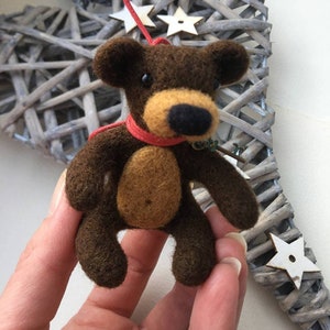 Her birthday original gift bear Animal bear gift Felt bear Wool felt toys Christmas gift Her cute gifts image 6