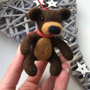 Her birthday original gift bear Animal bear gift Felt bear Wool felt toys Christmas gift Her cute gifts image 5