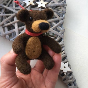 Her birthday original gift bear Animal bear gift Felt bear Wool felt toys Christmas gift Her cute gifts image 1