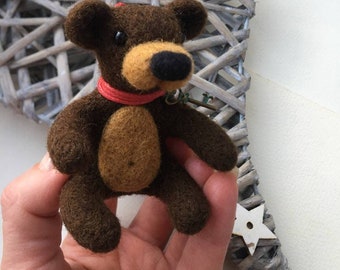 Her birthday original gift bear Animal bear gift Felt bear Wool felt  toys Christmas gift Her cute gifts