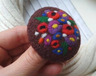 Rustic style teacher gift Original design Best friend gift Mothers day gift  Girlfriend gift Original art for her jewelry Felted brooch