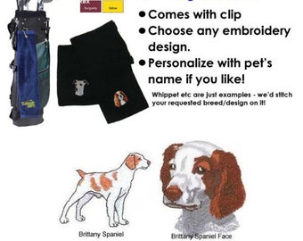 Brittany Spaniel Golf Towel - Personalized - Embroidered
