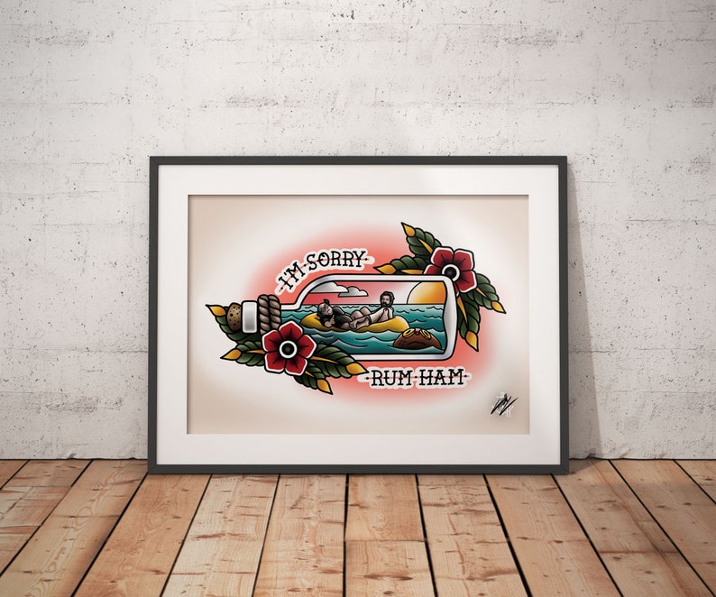 Always Sunny Rum Ham Traditional Tattoo Flash Art Print Etsy UK