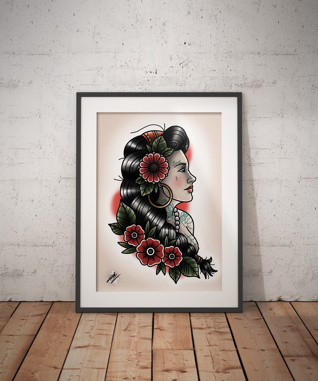 Vintage Tattooed Lady - Traditional Tattoo Flash Art Print - Etsy