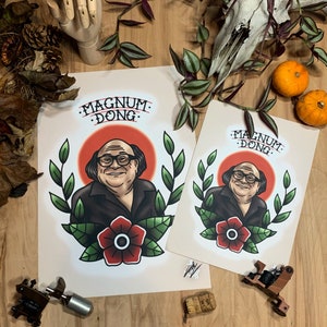 Frank Reynolds Magnum Dong - Lámina artística de tatuaje tradicional
