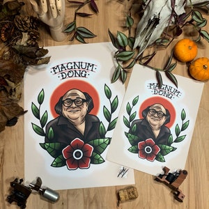 Frank Reynolds Magnum Dong - Traditional Tattoo Flash Art Print