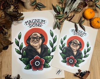 Frank Reynolds Magnum Dong - Traditional Tattoo Flash Art Print