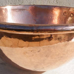 Large Antique French Hammered CUL DE POULE In Perfect Condition.  Ext Rim diam 16.5&quot; / 41.9cms  Weight 6.79lbs / 3.08kgs