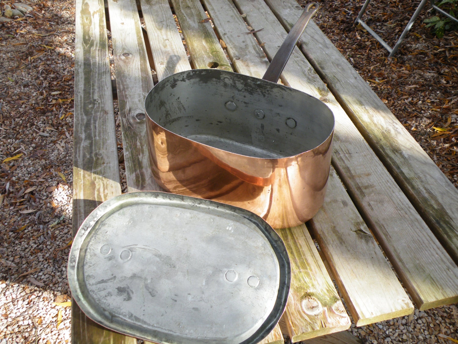 Français 1800S Antique Français Copper Daubiere Rôtir/Ragoût Pan- Grand 9lbs 4.08Kgs - Estampillé av