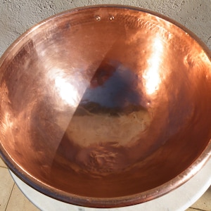Large Antique French Hammered CUL DE POULE Stamped Made In France Perfect Condition.  Ext diam 15.4&quot; / 39.1cms  Weight 7.06 lbs / 3.2 Kgs