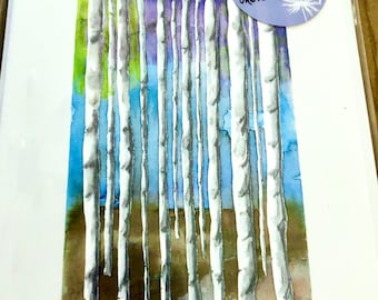 Watercolor Birches Notecard Set: Hand-Painted Original Design