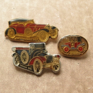 Vintage Car Pins: USSR Retro Automobile Badges, Set of 3