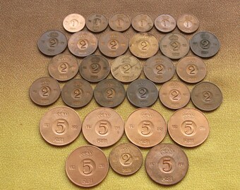 スウェーデン クローナ硬貨 x 7 1970、1978 1981、1982。 - Etsy 日本