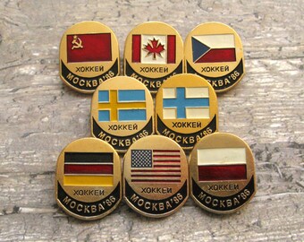 Pins vintage del Campeonato de Hockey de Moscú de 1986: Juego de 8