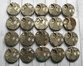 Mouvements de montre vintage : fournitures Steampunk, pièces de montre (lot de 18)