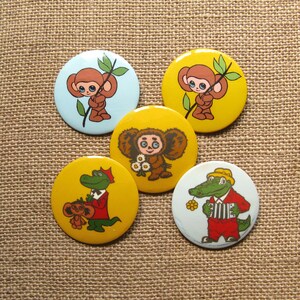 Cheburashka, radziecka animowana odznaka, odznaka z kreskówek, odznaka dla kolekcjonerów, kolekcjonerska odznaka, metalowa odznaka, radziecka zabytkowa odznaka