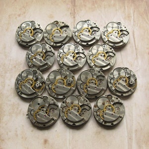 Set of 14 Antique Watch Movements: Steampunk Supplies (1 Inch)