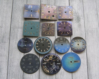 Lot De 30 Cadrans De Montre Vintage - Chiffres Arabes, Romains, Divers Matériaux, Suisse
