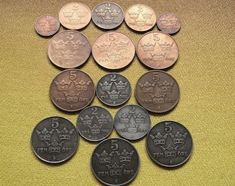 スウェーデン クローナ硬貨 x 7 1970、1978 1981、1982。 - Etsy 日本