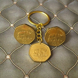 Handmade Tanzania Coin Cufflinks & Key Ring Set